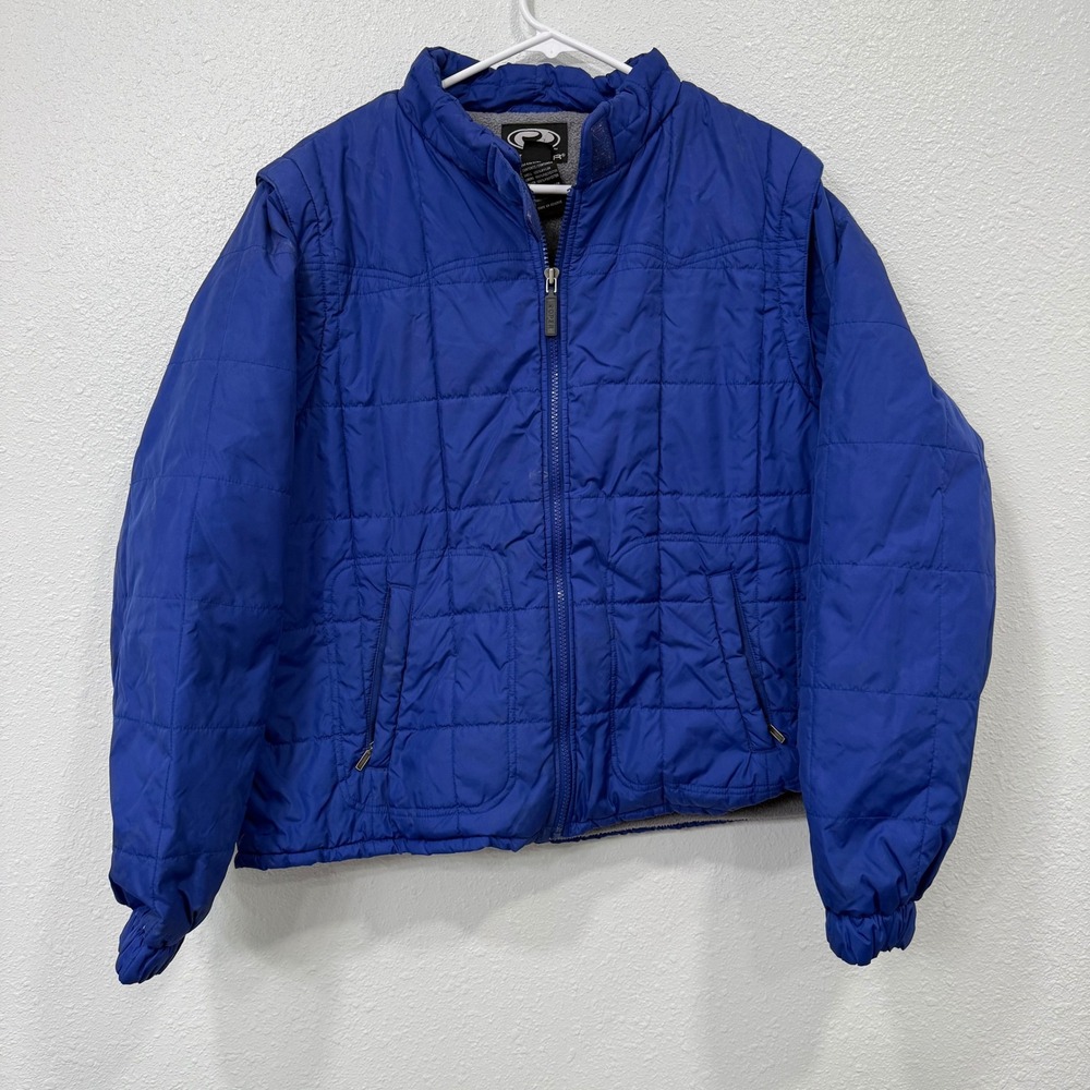 Roper Blue Quilted‎ Puffer Jacket Vest Zip Off Sleeves Full Zip Pockets Lined XL